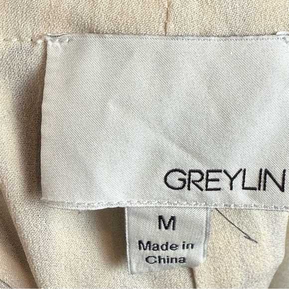 Greylin Anthropologie Pants Women Medium Ivory Black Striped Tassel Tie Straight - Picture 9 of 10